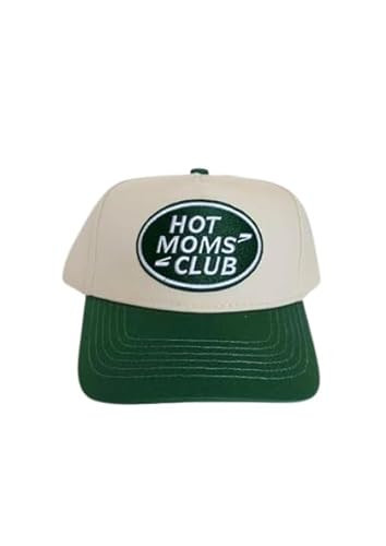 KenzKustomz Hot Moms Club Vintage Trucker Hat | Green Canvas Cap | Mom Humor | Adjustable Snapback | Trendy Embroidery | Amazon (US)