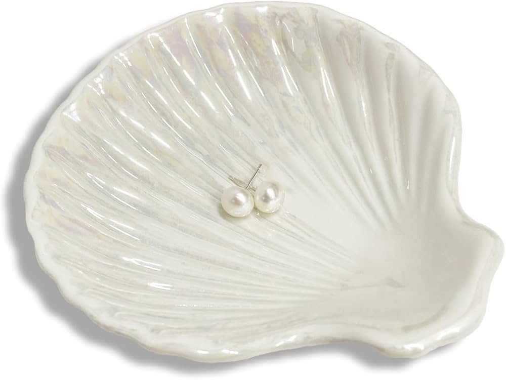 Ring Dish Shell Shape Ceramic Jewelry Dish Tray, Decorative Trinket Dish Organizing Rings Earring... | Amazon (US)