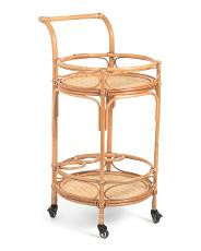 22x28 Rattan Trolley With Bamboo Woven On The Base | TJ Maxx