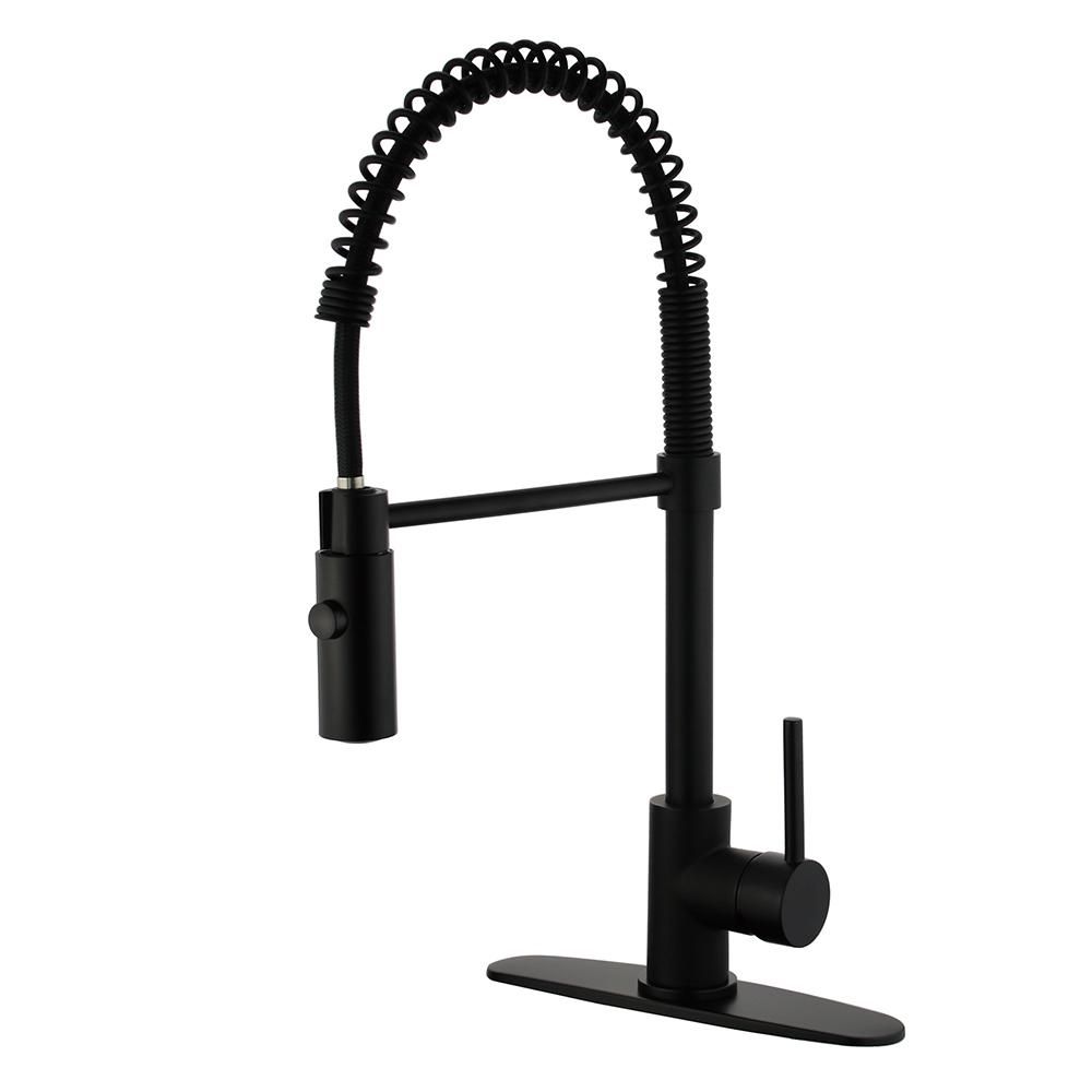 Single-Handle Pull-Down Sprayer Kitchen Faucet in Black | The Home Depot
