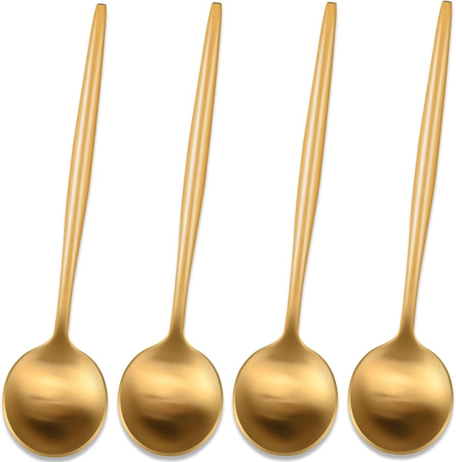 5.1 Inches Satin Gold Coffee&Tea Spoons,Small Demitasse Spoon,Mini Spoons For Stirring,Gold Teasp... | Amazon (US)