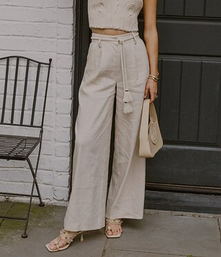 x Style by Simkins Fran Linen Blend Rope Belt Pants | Dillard's