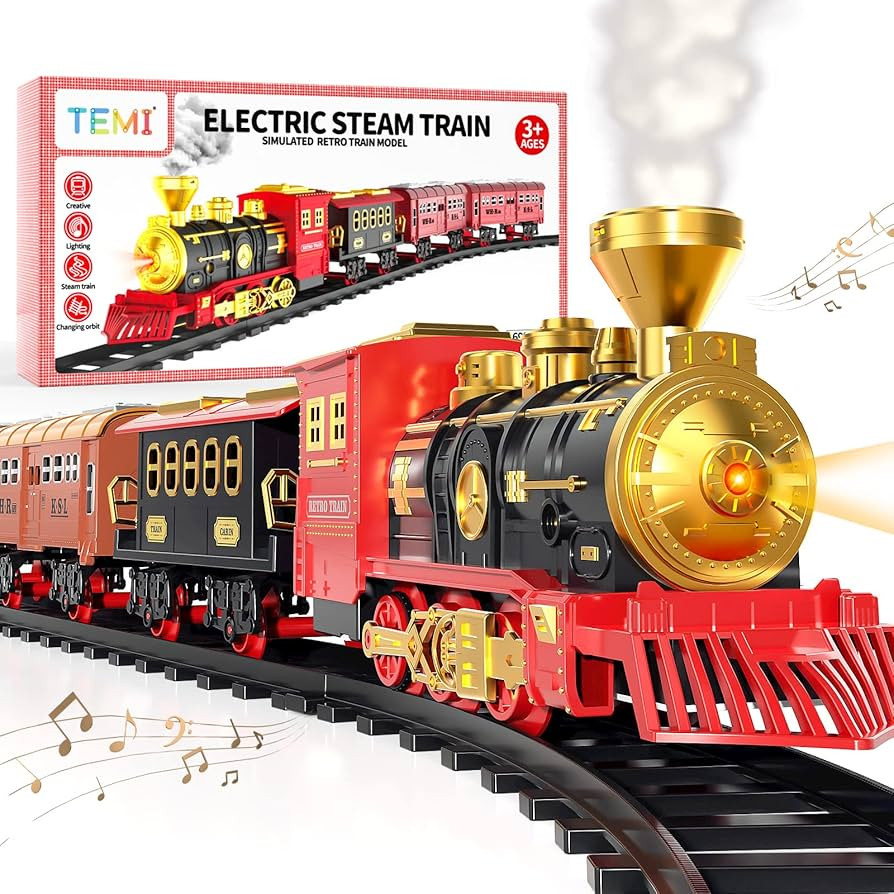TEMI Train Set for Kids Toddlers 3-5, Train with Steam Engine, Cargo Car and Long Track, Recharge... | Amazon (US)
