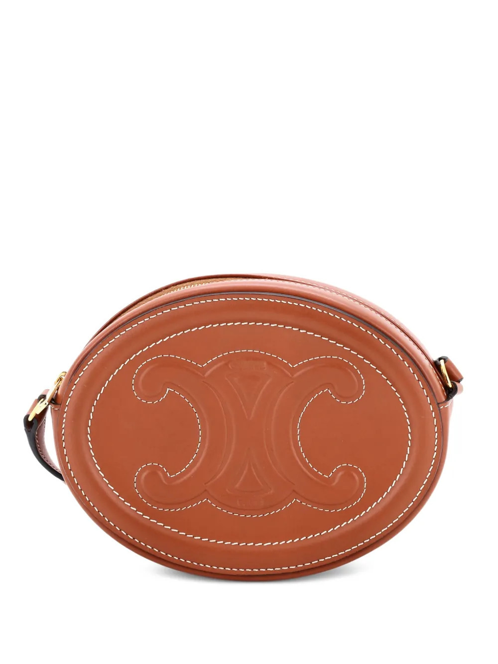Celine Pre-Owned Triomphe Oval Leather Mini crossbody bag - Brown | Farfetch Global