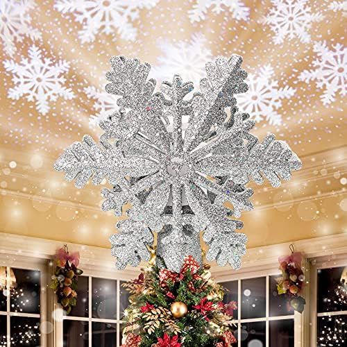 Christmas Tree Topper Snowflake Christmas Tree Topper Lighted with LED Magic Rotating Projector a... | Amazon (US)