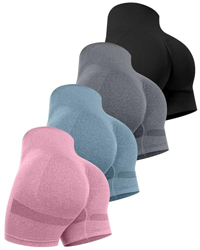 CHRLEISURE Workout Shorts Sets for Women, High Waisted Gym Butt Lifting Scrunch Butt Seamless Sho... | Amazon (US)