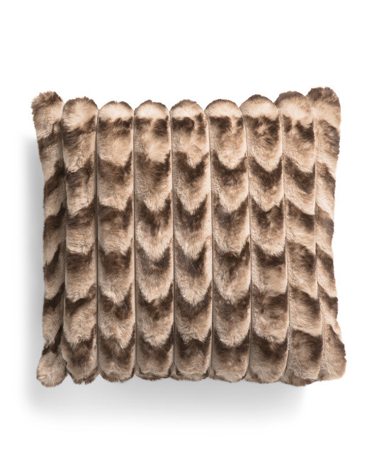 22x22 Striped Faux Fur Pillow | TJ Maxx