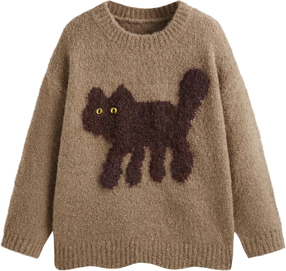 CIDER Women's Cat Sweater Fun Cute Graphic Chunky Pullover Tops | Amazon (US)