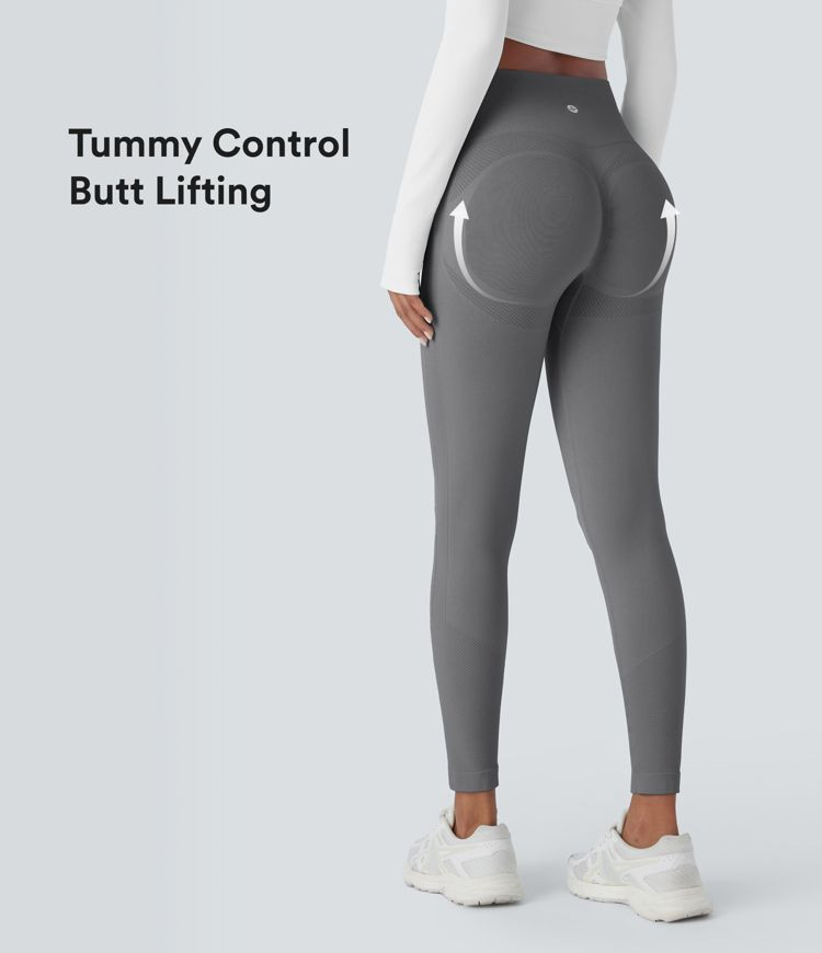Women’s Seamless Flow High Waisted Tummy Control Butt Lifting Yoga Leggings - Halara | HALARA