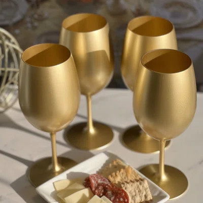 Gold Wine Glass Set 4-piece Red Wine Glass Set Acrylic Material Classic Wine Glass Design, Sturdy And Durable Suitable For Various Occasions | Wayfair North America