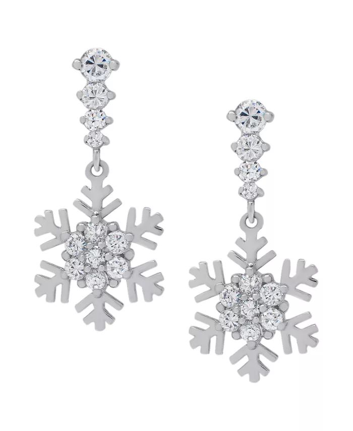 Macy's Cubic Zirconia Snowflake Drop Earrings - Macy's | Macy's
