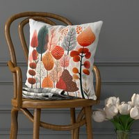 Autumn Colours Woodland Throw Cushion Covers, Nordic Forest Design, Fall Pillow Cover, Cabin Decor, Red & Rust Lodge Ludvika | Etsy (US)