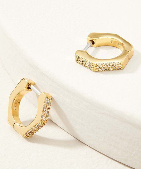 Crystal & Goldtone Reversible Huggie Earrings | Zulily