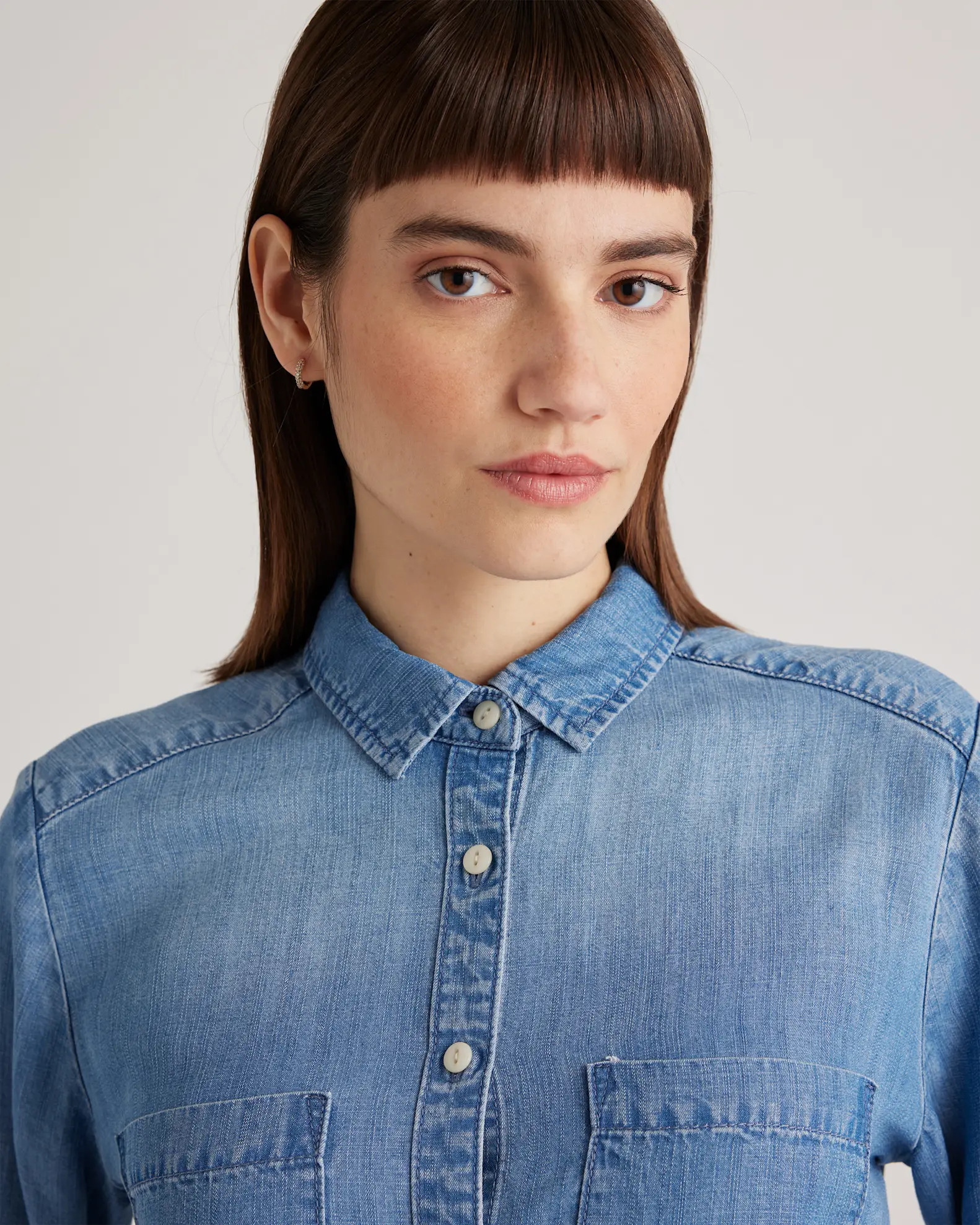 Chambray Tencel Long Sleeve Shirt | Quince