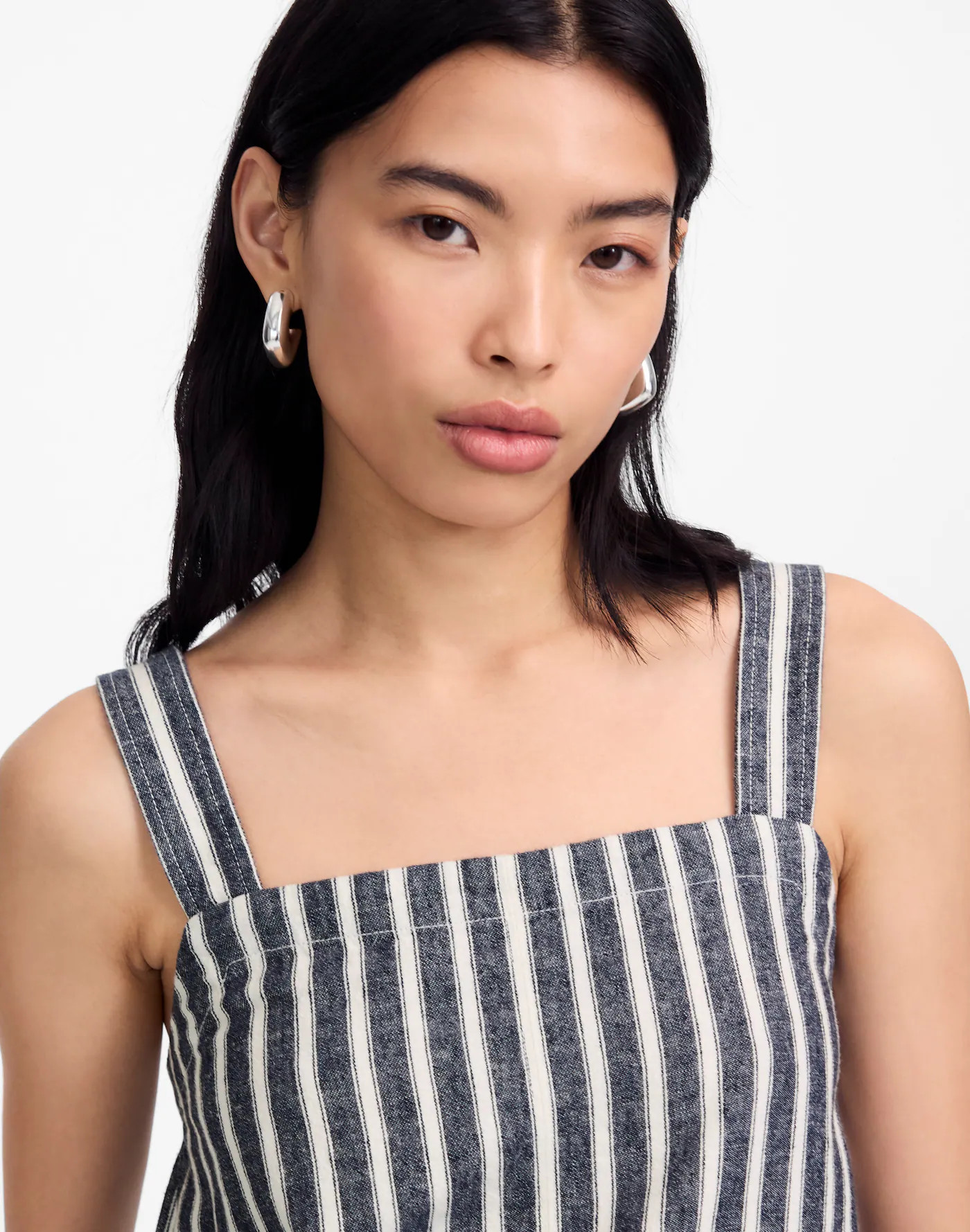 Squareneck Top in Linen Blend Stripe | Madewell | Madewell