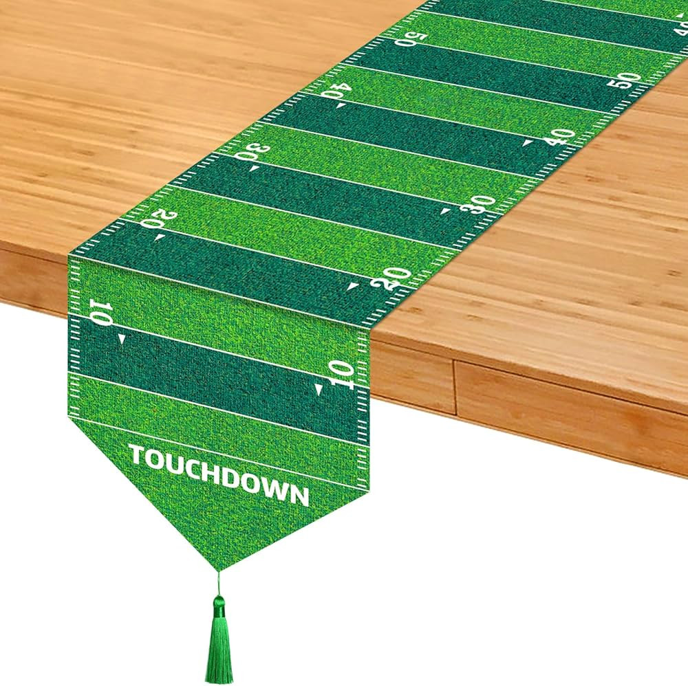 Football Kitchen Table Runner Decor with Tassels Football Tablecloth Grass Court Table Runner Tou... | Amazon (US)