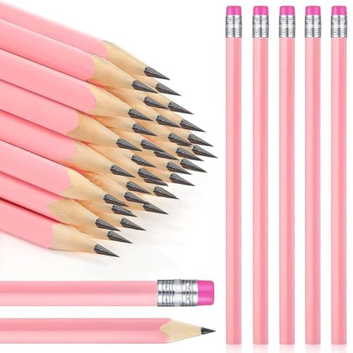 Tinlade 50 Pcs Pink Triangular Grip Pencils Back to School Wood Wedding Pencils HB Graphite Pencil Pack Eraser for Baby Shower Drawing Sketching Bridal Shower Office Supplies | Amazon (US)