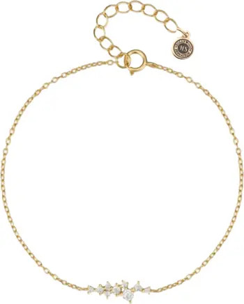 Hollywood Sensation Perla Chain Link Bracelet with Round Cut Cubic Zirconia Cluster | Nordstrom | Nordstrom