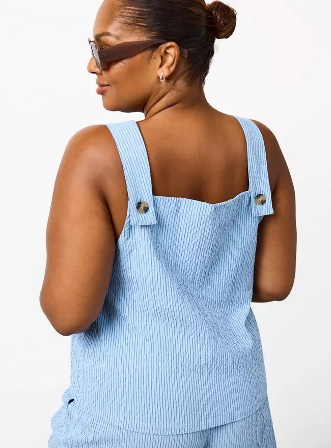 Buy Blue Stripe Print Square Neckline Co-ord Shell Top 8 | Co-ords | Tu | Tu Clothing