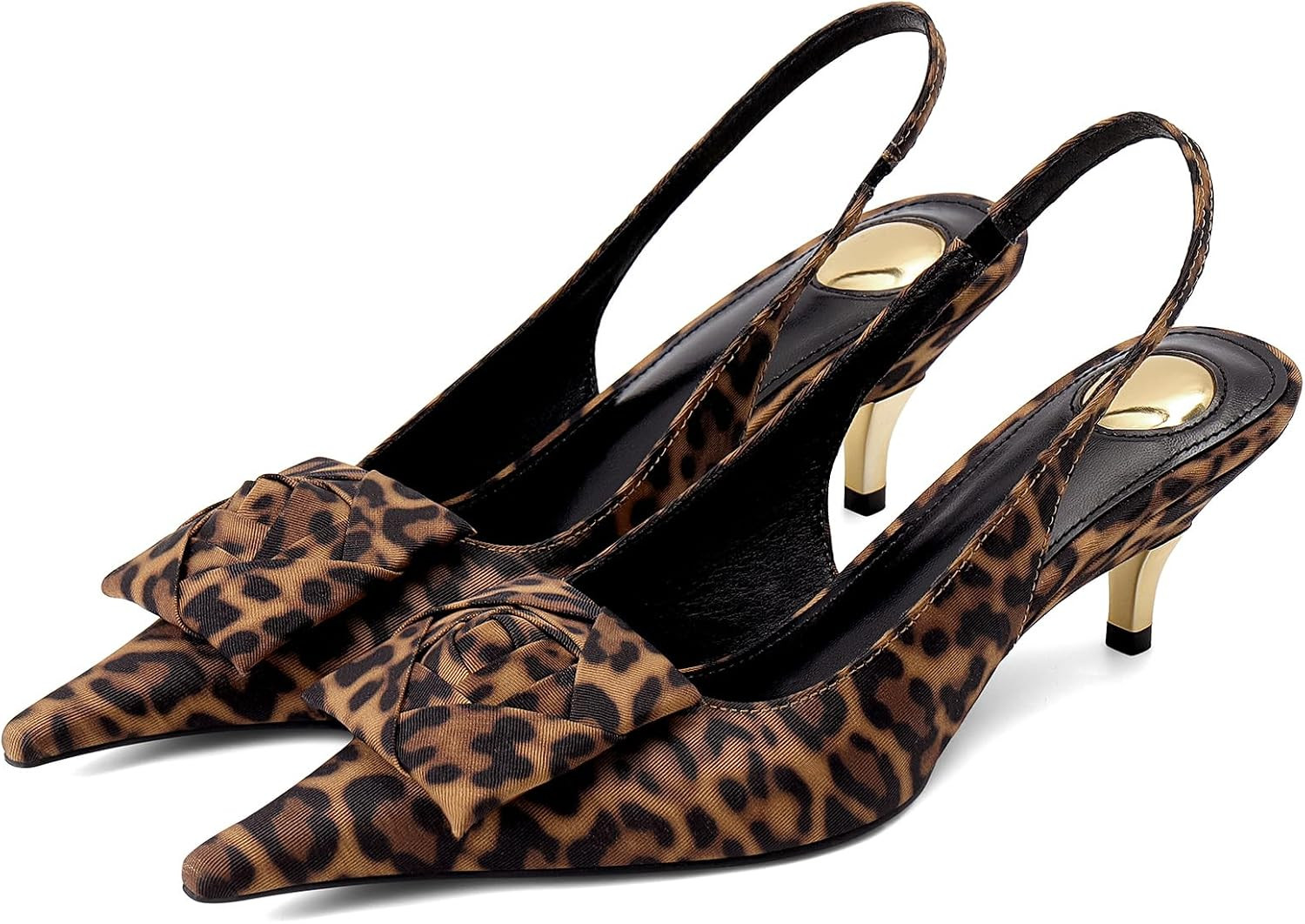 Floral Kitten Heels for Women Pointed Toe Slingback Heels Sexy Low Heel Pumps Adjustable Strap Evening Dressy Party Work Shoes | Amazon (US)