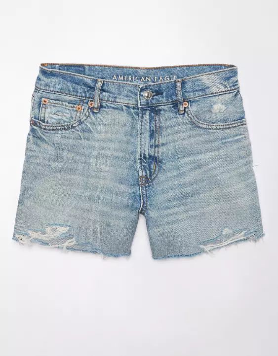 AE Strigid Super High-Waisted Relaxed Ripped Denim Short | American Eagle Outfitters (US & CA)