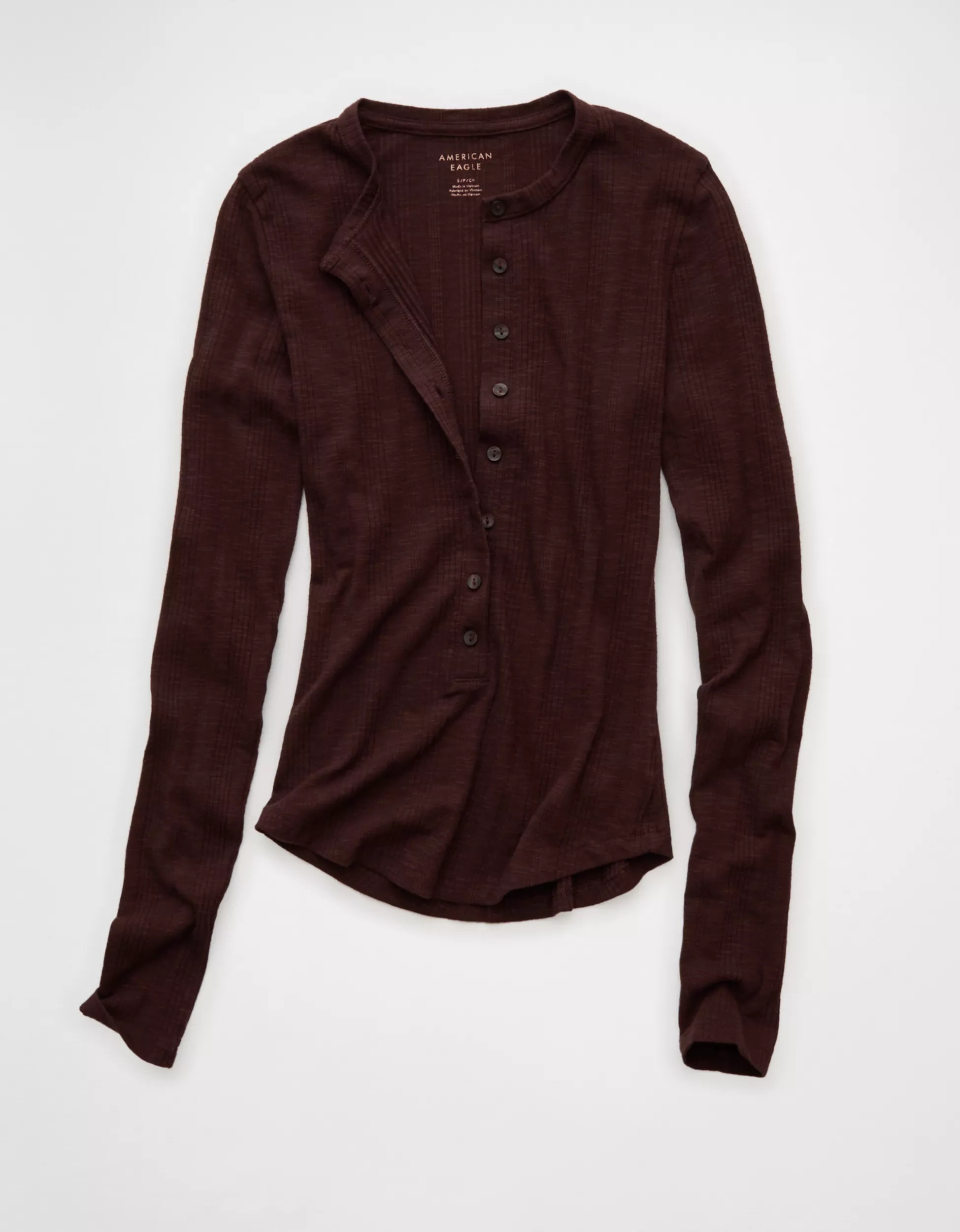 AE Long Sleeve Henley T-Shirt | American Eagle Outfitters (US & CA)
