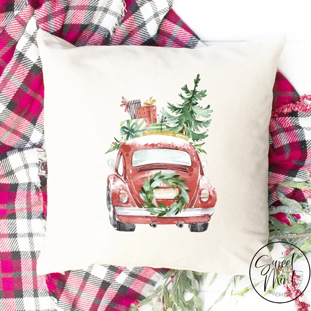 Red Beetle from Behind Pillow Cover - 16" x 16" | Sweet Mint Handmade Goods
