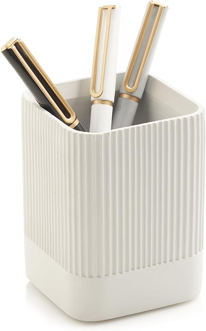 Aesthetic Pen Holder For Your Desk - The Perfect Modern Concrete Pencil Holder Easily Organizes A... | Amazon (US)