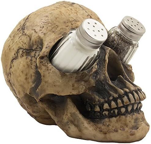 Amazon.com: Scary Evil Human Skull Salt and Pepper Shaker Set Figurine Display Stand Holder for S... | Amazon (US)