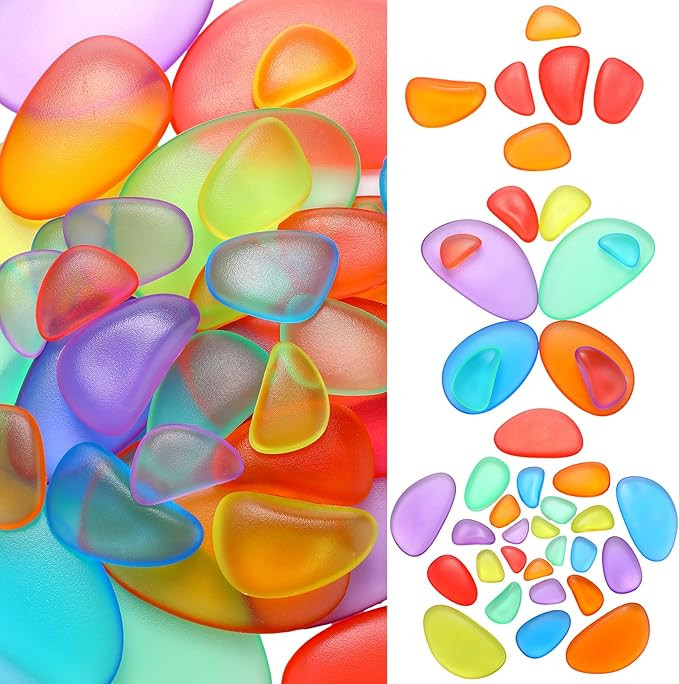 Simgoing 144 Pcs Rainbow Stacking Stones Colorful Pebbles Sorting and Stacking Stones Light Table... | Amazon (US)