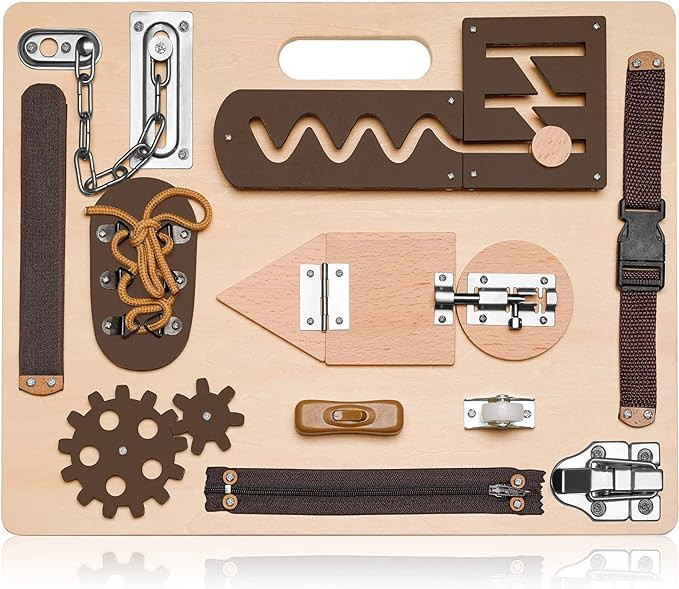 Montessori Busy Board for Toddlers, Wooden Sensory Toys, Preschool Learning Activities for Fine M... | Amazon (US)