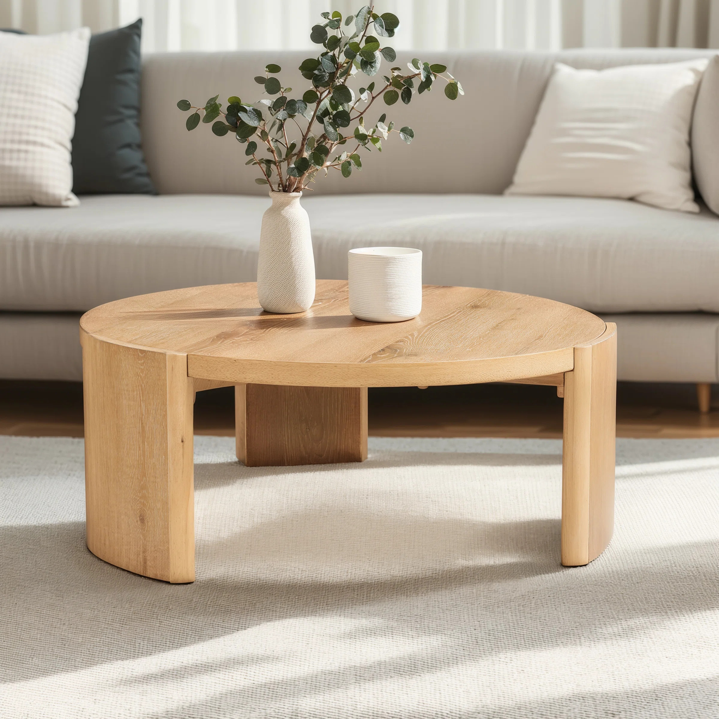 Modern Round Side Coffee Table, Solid Wood Sofa Table for Living Spaces & Bedroom Decor | Wayfair North America
