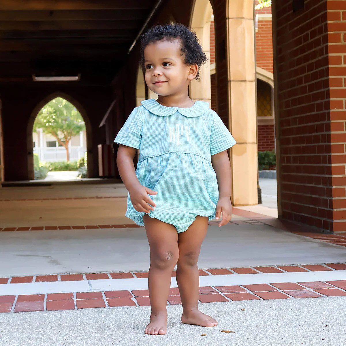 Mint Green Gingham Collared Bubble | Classic Whimsy
