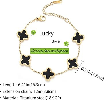 TICVRSS 18K Gold Plated Lucky Bracelet for Women White/Black/Red Bracelet Cute Bracelets Jewelry ... | Amazon (US)