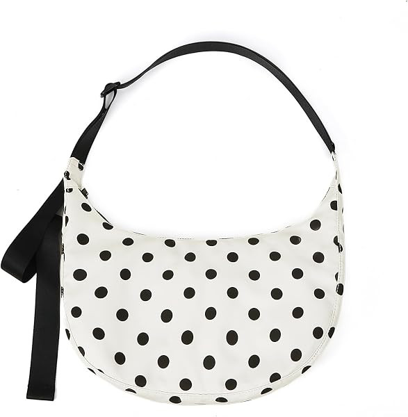 Nylon Crescent Bag Polka Dot Crossbody Purse for Travel Work College | Amazon (US)