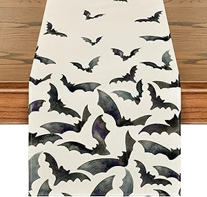 Artoid Mode Silhouette Black Bats Halloween Table Runner, Fall Kitchen Dining Table Decoration fo... | Amazon (US)