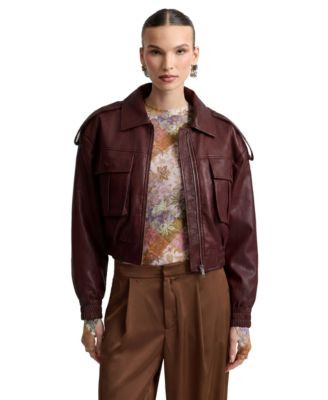 Avec Les Filles Women's Oversized Strong Shoulder Jacket - Merlot | Macy's