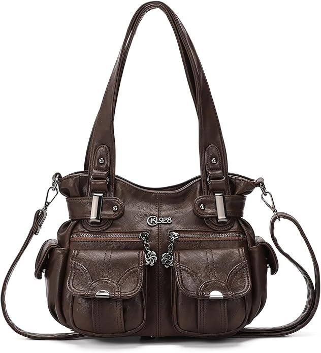 Purses and Handbags for Women Large Hobo Shoulder Bags Soft PU Leather Multi-Pocket Tote Bag | Amazon (US)