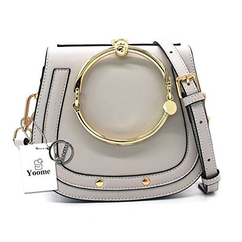 Yoome Women Punk Circular Ring Handle Handbags Small Round Purse Crossbody Bags For Girls - Grey | Amazon (US)