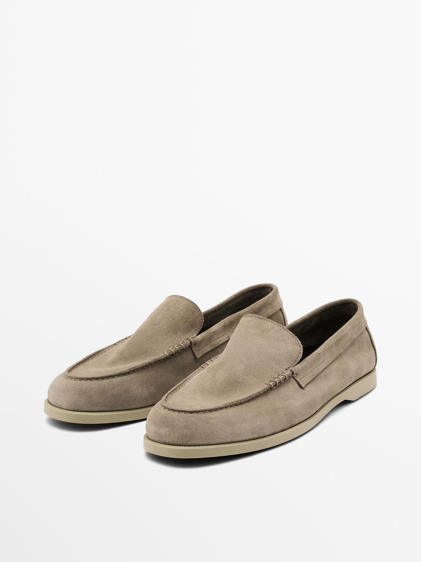 Soft split suede loafers · Sand, Taupe · Shoes | Massimo Dutti | Massimo Dutti US