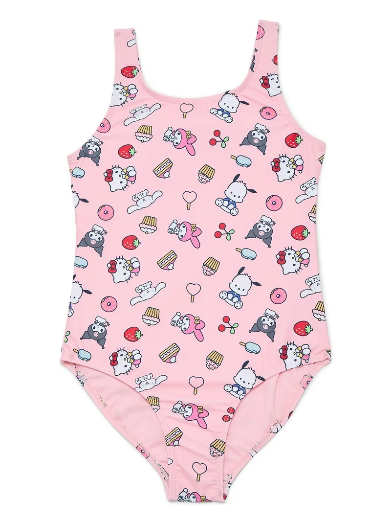 Wonder Nation Girls Hello Kitty Character One Piece Swimsuit, Sizes 4-12 | Walmart (US)