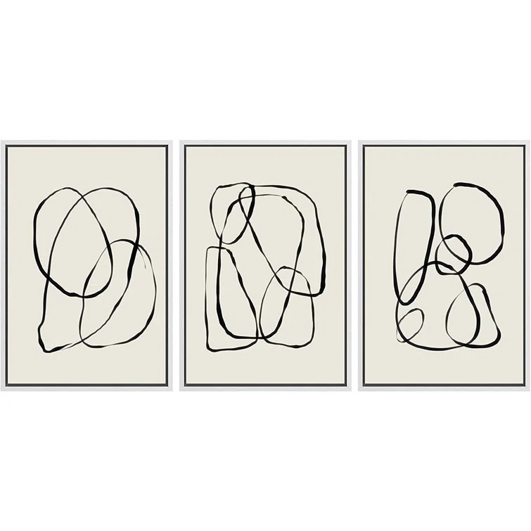 Modern Duotone Geometric Spiral Ring Circle Collage 3 Piece Framed Wall Art. - 3 Piece Floater Fr... | Wayfair North America