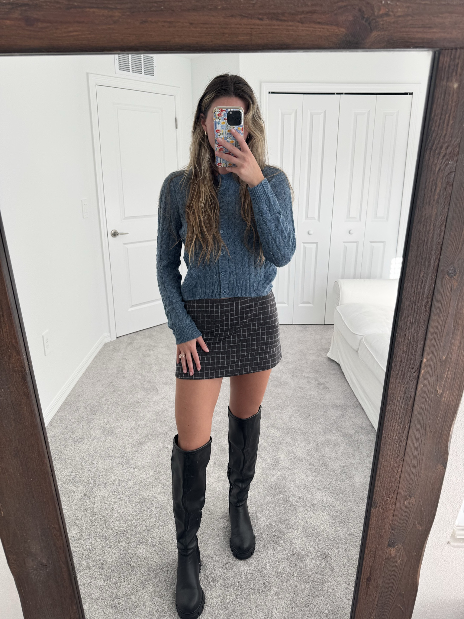 Fall outfit inspo! I have been loving a mini skirt and high boots combo ! Super easy to pair with any sweater and looks adorable ! Wearing a size small in both top and bottom :) 

#LTKSeasonal #LTKU #LTKSaleAlert