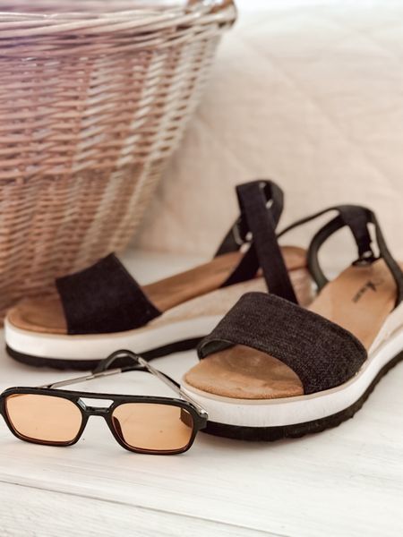 I picked up these platform wedged sandals and retro aviator sunglasses on Amazon. These add a nice bold look to my normally neutral wardrobe. #summerfashion 

#LTKSeasonal #LTKTravel #LTKMidsize