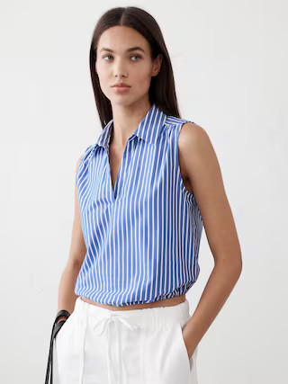 Poplin Collared Top | Banana Republic Factory