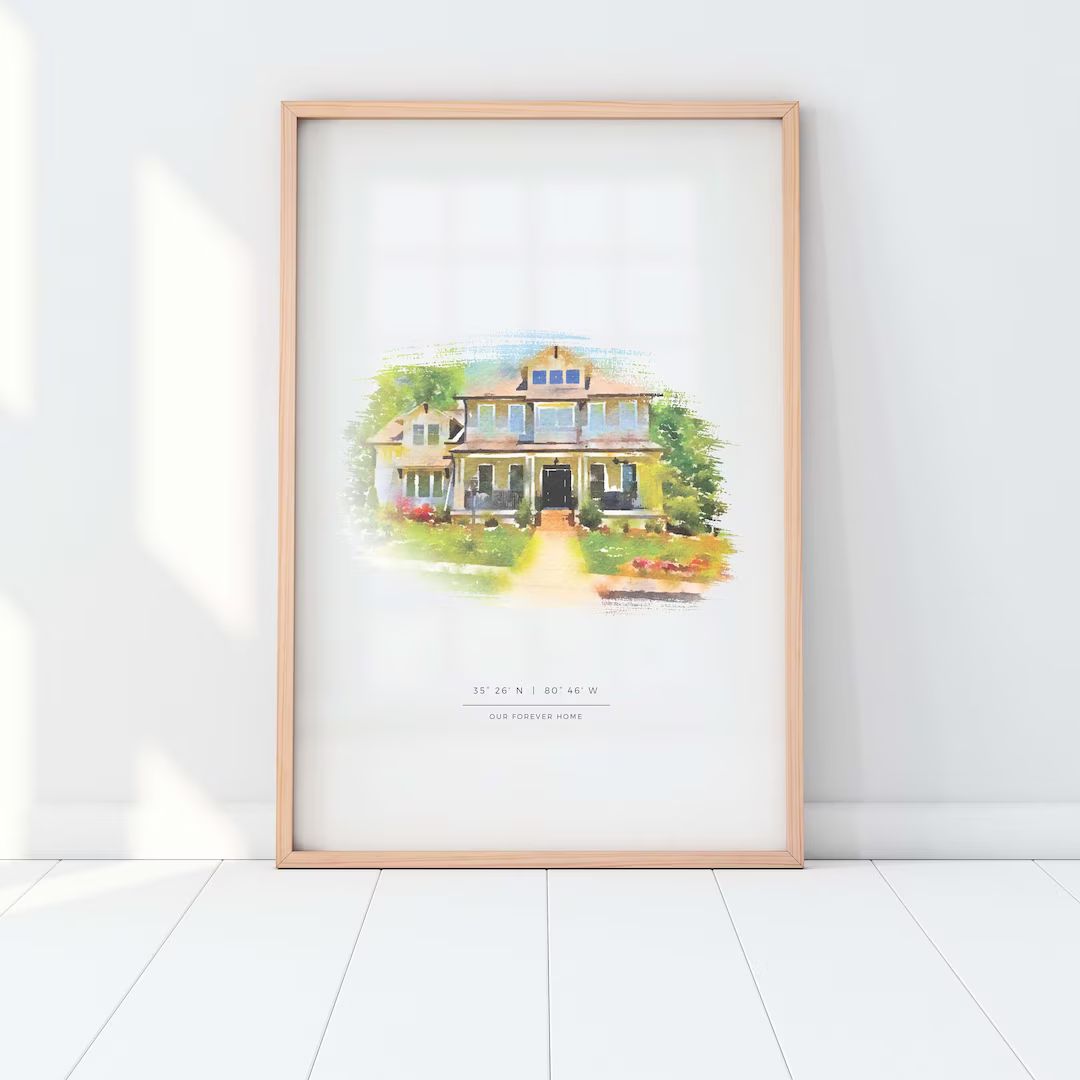 Custom House Portrait in Watercolor Style. Perfect Moving Away - Etsy | Etsy (US)