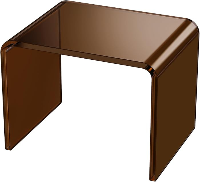 Acrylic Step Stool Small Clear Acrylic Foot Stool for Bathroom Bedroom Kitchen with Non-Slip,Holds Up to 250lbs (Dark Brown, 12.6'' x 9'' × 9.8'') | Amazon (US)