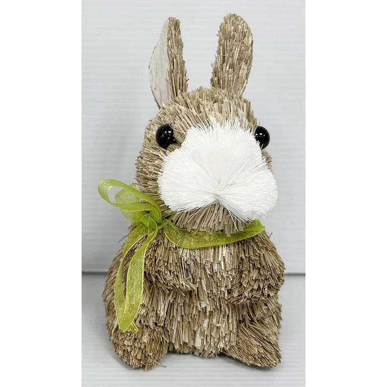 Way To Celebrate Easter 5.5-inch Height Green Bow Sitting Boy Sisal Bunny Tabletop Decor | Walmart (US)