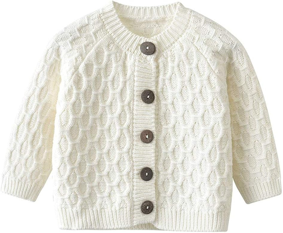 Miccina Baby Toddler Boys Girls Cardigan Sweater Infant Cable Knit Irish Button Closure Jacket Sprin | Amazon (US)