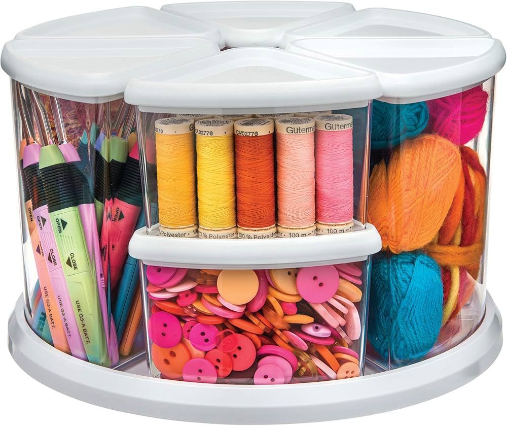 Deflecto Rotating Carousel Craft Organizer, 9-Canister, Includes 3" and 6" Canisters, Removable, ... | Amazon (US)